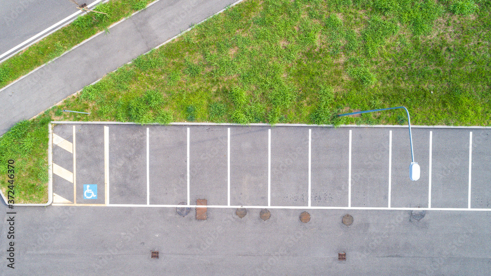 Fototapeta premium Parking lot, aerial drone photography