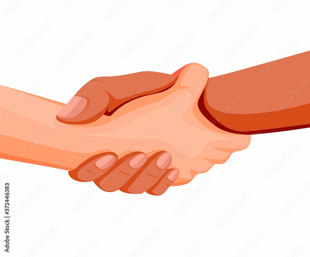 Two hand holding each other. help support and solidarity in diversity symbol concept in cartoon illustration vector isolated in white background Two hand holding each other. help support and solidarity in diversity symbol concept in cartoon illustration vector isolated in white background