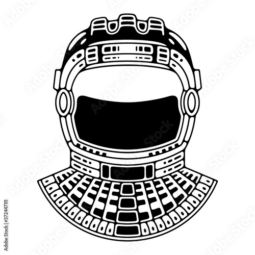Spaceman suit. Modern space logo. Monochrome emblem.