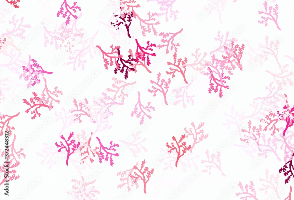 Light Red vector doodle template with branches.