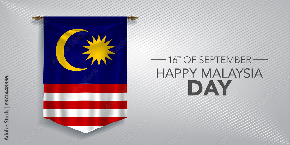Happy Malaysia day greeting card, banner, vector illustration