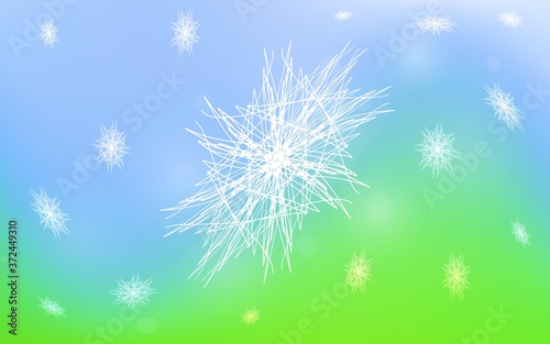 Light Blue  Green vector pattern with christmas snowflakes. Shining colored illustration with snow in christmas style. The pattern can be used for new year ad  booklets.