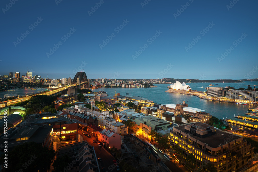 Fototapeta premium Aerial view of Sydney with Harbour Bridge, Australia