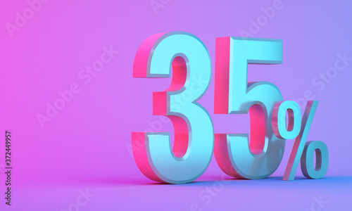 35 percentage off discount 3D icon on colorful background