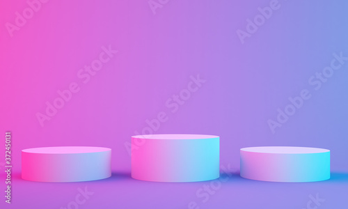 Product stand with colorful background, 3D Rendering