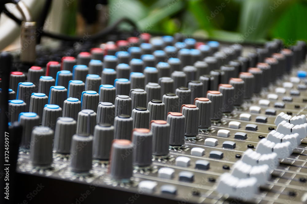 Group of buttons in Sound Mixer. recording studio Group of buttons in Sound Mixer. recording studio