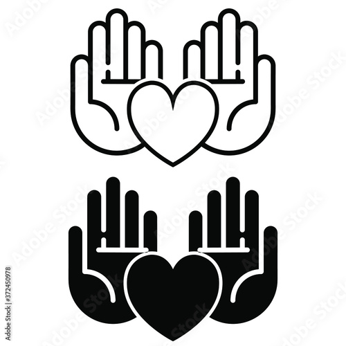 Hold heart vector icon set. Friends love illustration sign collection. Friendship hand symbol. 