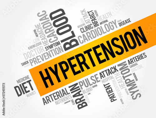 Hypertension word cloud collage, health concept background