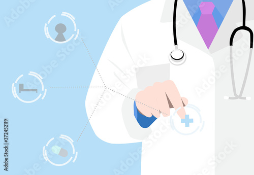 doctor with Health technology system in future