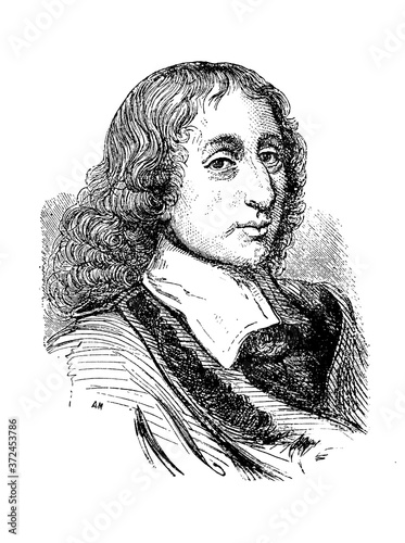 Fotografiet Blaise Pascal, was a French mathematician, physicist, inventor and writer in the old book Encyclopedic dictionary by A