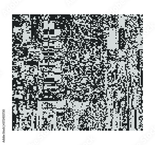Abstract pixelated background with flickers and datamoshing effect for programming and steganography subject. Cyberpunk style aesthetics.