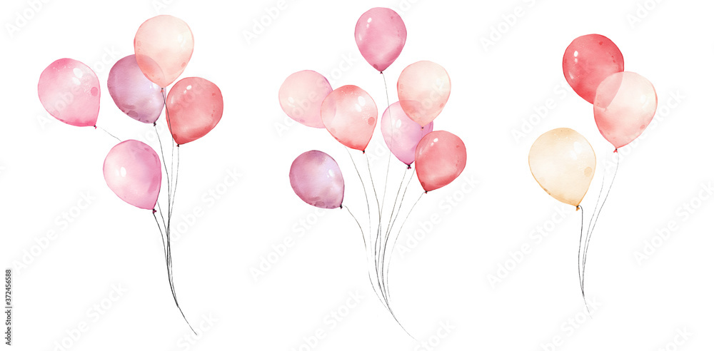 watercolor ping balloons
