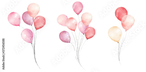 Fototapete watercolor ping balloons