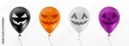 Set of Halloween air balloons with spooky faces.