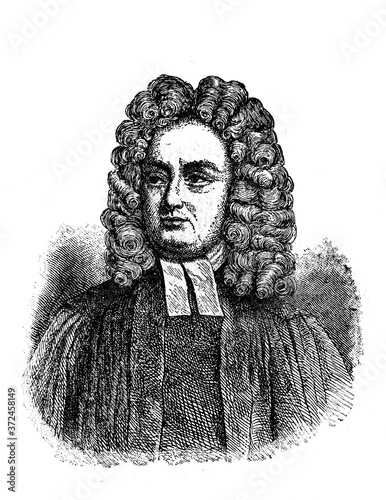 Tablou pe pânză Jonathan Swift, an Anglo-Irish satirist and essayistin the old book Encyclopedic dictionary by A