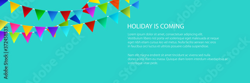 Banner of festive background, holiday colorful bunting flags on green background , vector illustration Free Download Banner of festive background, holiday colorful bunting flags on green background , vector illustration - GFXLoad