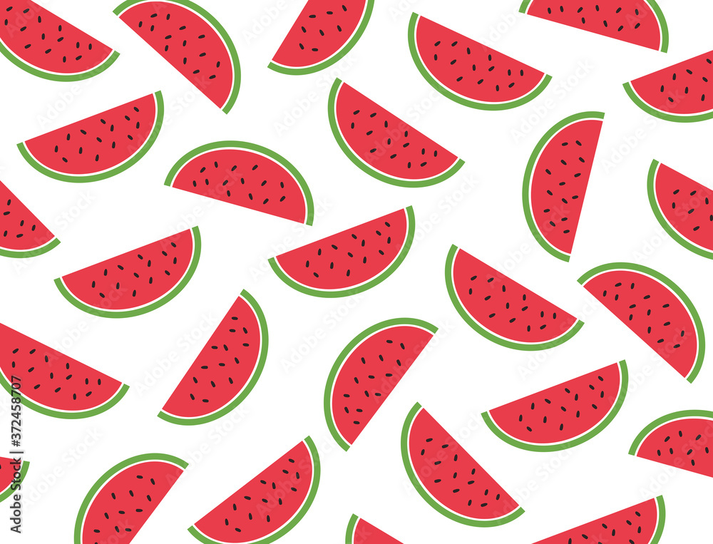 Naklejka Watermelon vector pattern. Watermelon pattern on white background.