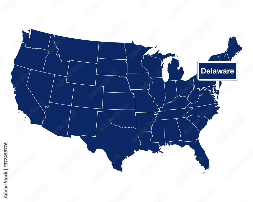 Der Bundesstaat Delaware mit Straßenschild