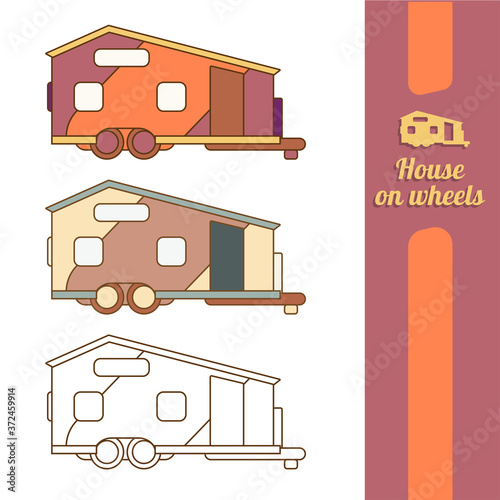House on wheels, trailer icon. Simple colored vector of for ui and ux, website or mobile application