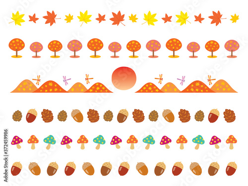 秋の紅葉や山やドングリのライン