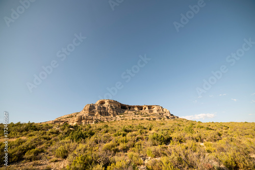 Mountain eroded by water and wind in the region of Los Campos de San Juan, Moratalla, Murcia, Spain