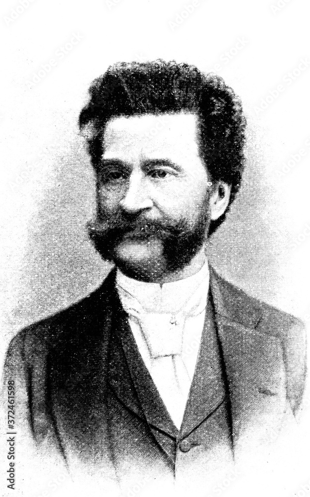 Obraz premium Johann Strauss II, was an Austrian composer of light music in the old book Biographies of famous composers by A. Ilinskiy, Moscow, 1904