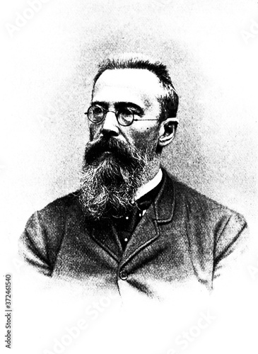 Nikolai Rimsky-Korsakov, was a Russian composer in the old book Biographies of famous composers by A. Ilinskiy, Moscow, 1904 photo