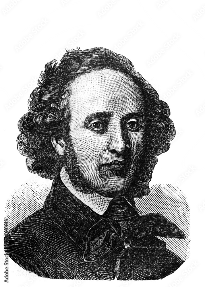 Obraz premium Felix Mendelssohn, was a German composer, pianist, organist and conductor in the old book Encyclopedic dictionary by A. Granat, vol. 5, S. Petersburg, 1896