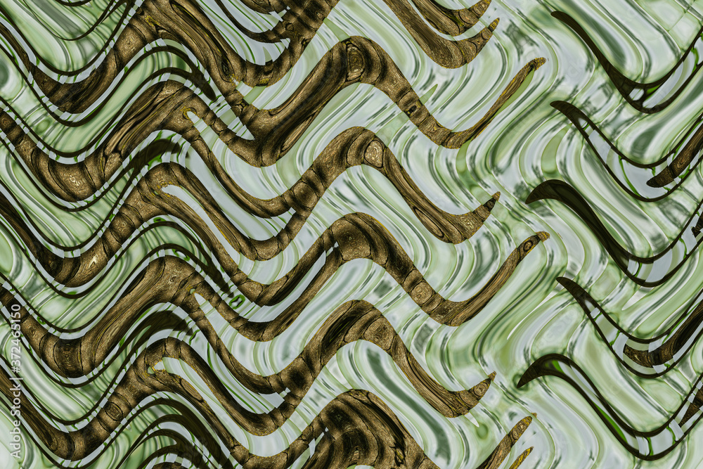 Abstract zigzag pattern with waves in green and brown tones. Artistic image processing created by floral photo. Beautiful multicolor pattern for any design. Background image Abstract zigzag pattern with waves in green and brown tones. Artistic image processing created by floral photo. Beautiful multicolor pattern for any design. Background image