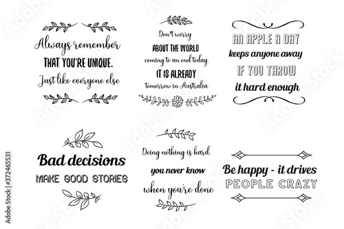Vector set of positive, funny and humor quotes
