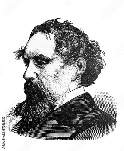 Vászonkép Charles Dickens, was an English writer and social critic in the old book Encyclopedic dictionary by A