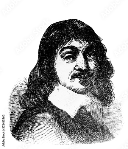 Canvas Print René Descartes, was a French philosopher, mathematician, and scientist in the old book Encyclopedic dictionary by A