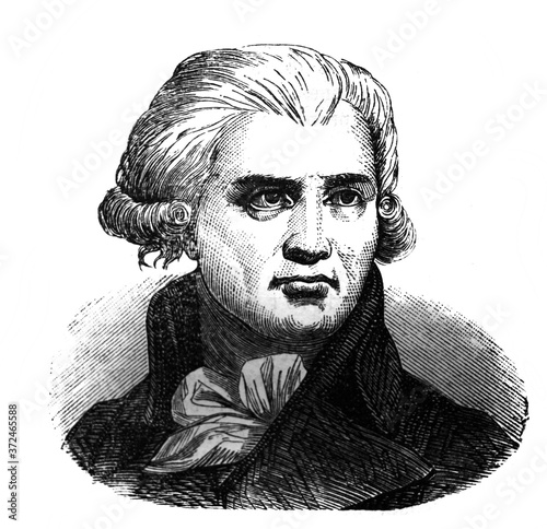 Valokuva Georges Danton, was a leading figure in the early stages of the French Revolution in the old book Encyclopedic dictionary by A