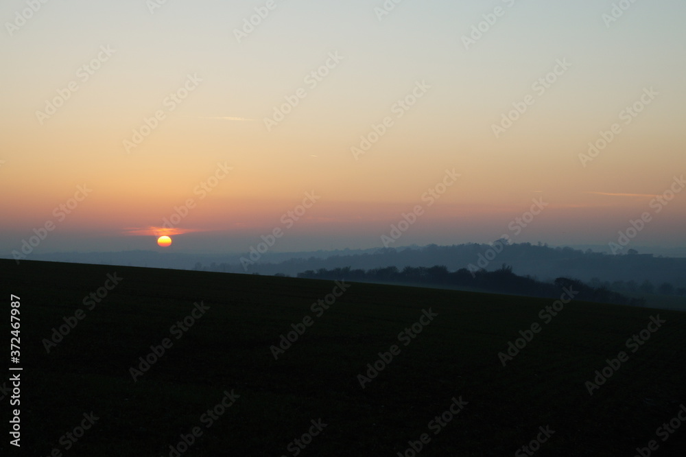Sunset on the fields, Saffron Walden area winter 2017