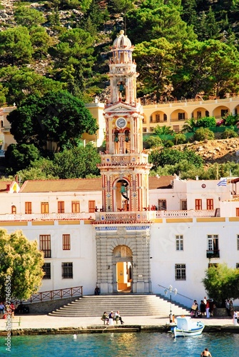 Greece, Symi island, view of the Holy Monastery of Archangel Michael Panormitis, September 28 2008.