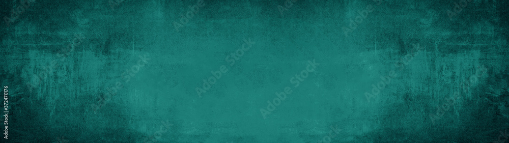 Dark green blue turquoise stone concrete paper texture background panorama banner long, with space for text - obrazy, fototapety, plakaty 