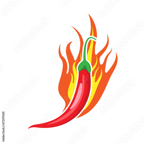 burnt chili. chili fire paper. burning spicy taste flat design, icon, logo, sign, emblem, vector illustration