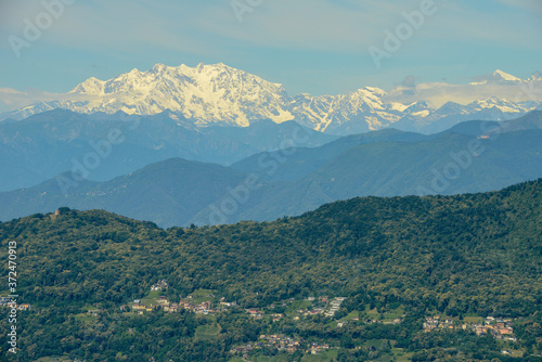 Malcantone valley with the Alps and Mount Rosa at the bottom