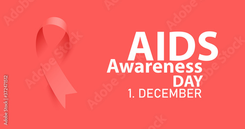 AIDS Awareness day poster design with red silky ribbon. Vector illustration.