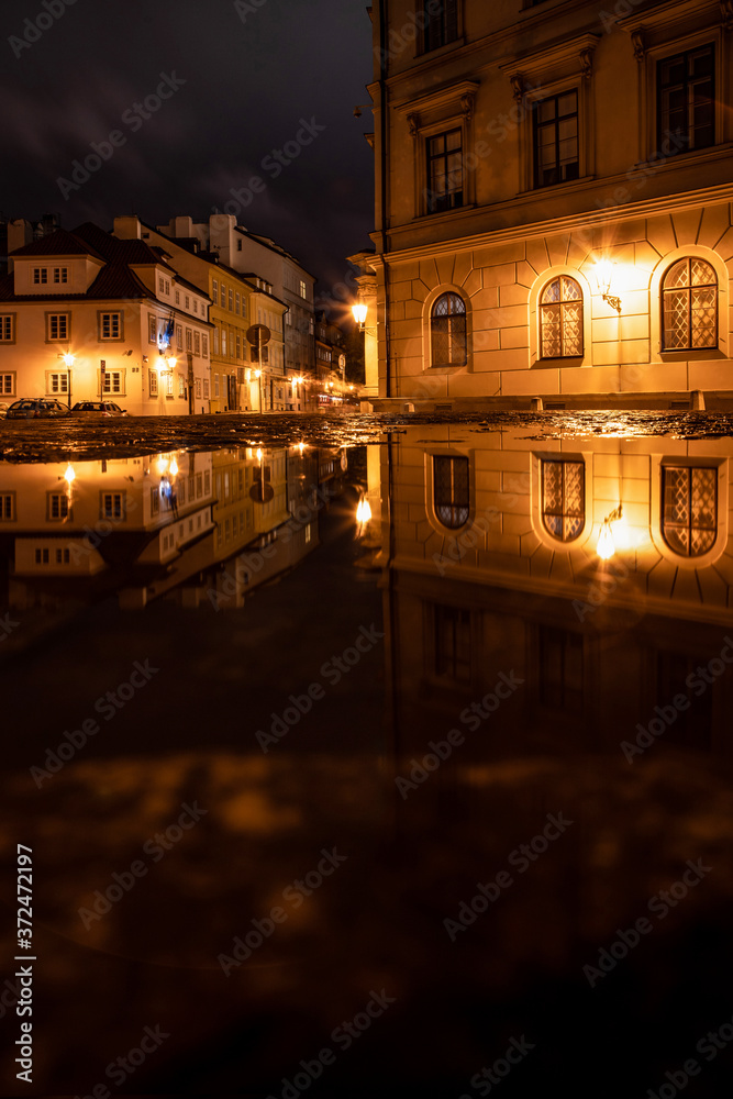 Old town palace in reflection