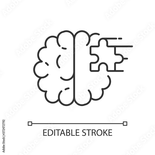 Psychiatric ward linear icon. Mental health hospital. Psychiatric hospital. Asylum. Psychiatrist. Thin line customizable illustration. Contour symbol. Vector isolated outline drawing. Editable stroke