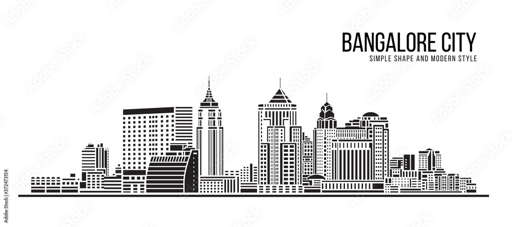 Cityscape Building Abstract Simple shape and modern style art Vector design -  Bangalore city