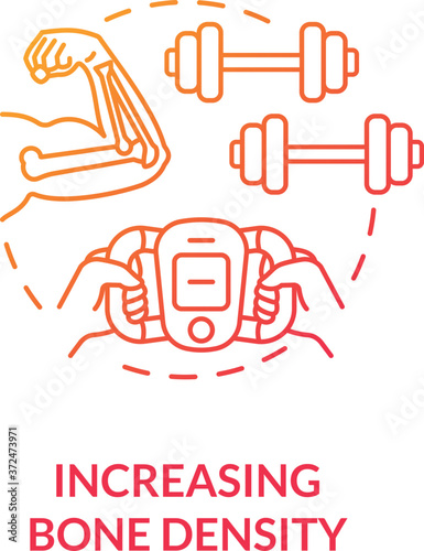 Increasing bone density concept icon. DIY biology, biohacking idea thin line illustration. Intense sportive workout, bodybuilding training. Vector isolated outline RGB color drawing