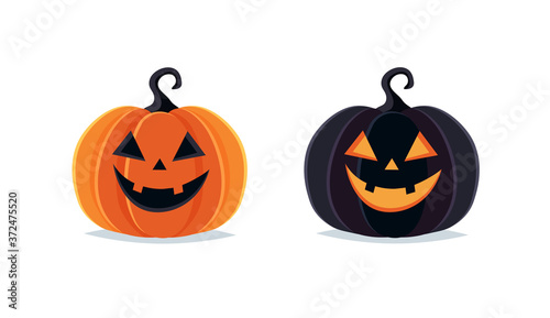 Halloween pumpkins, spooky jack o lantern isolated on white background