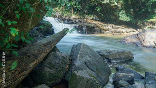 Beautiful deep forest waterfall in thailand.