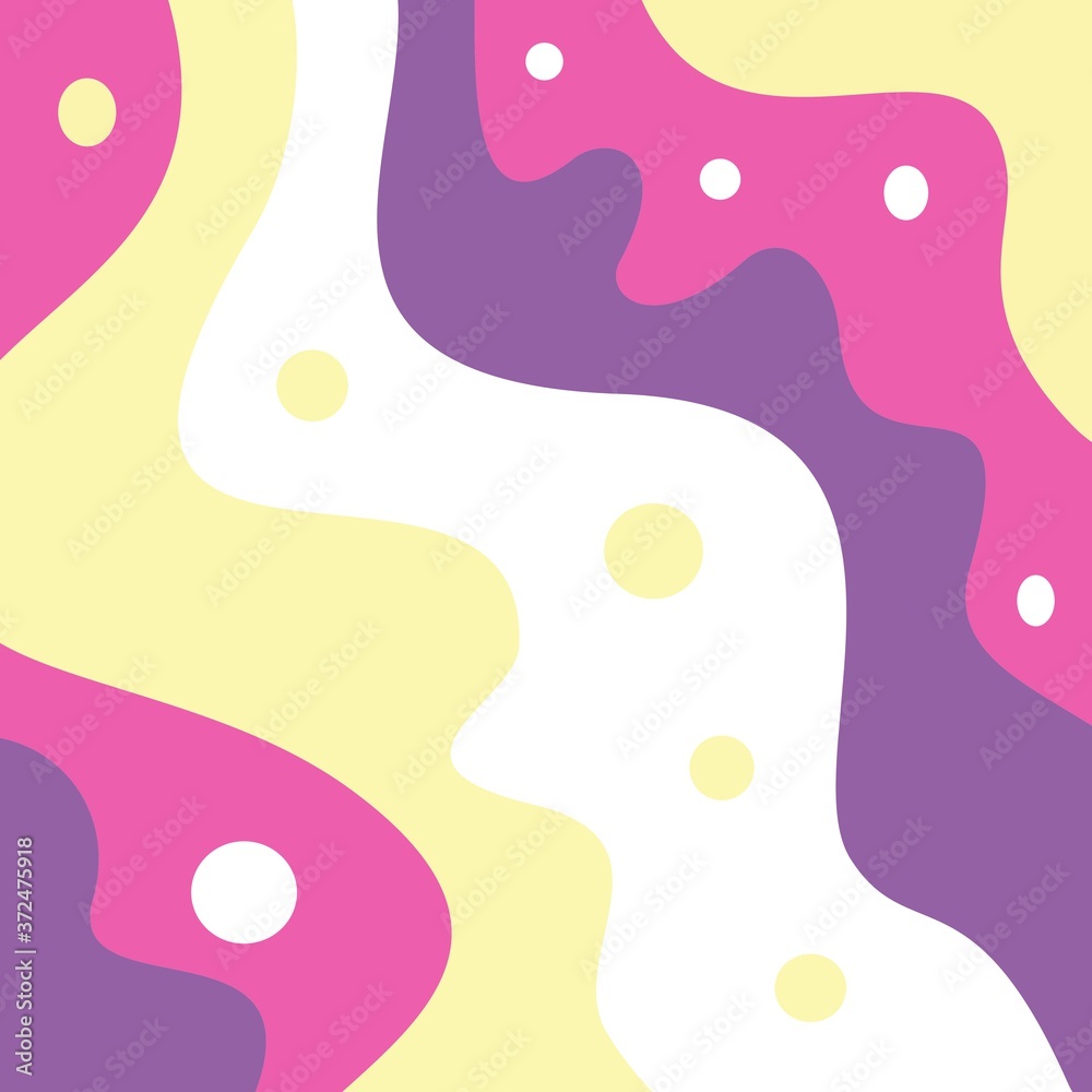 Abstract background made of waves of dots. Yellow, pink, white, purple