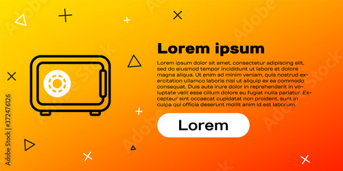 Line Safe icon isolated on yellow background. The door safe a bank vault with a combination lock. Reliable Data Protection. Colorful outline concept. Vector Illustration.