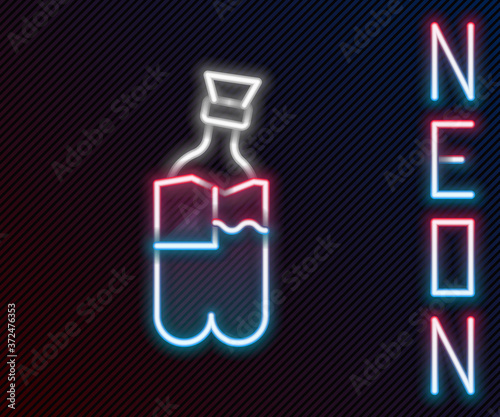 Glowing neon line Glass bong for smoking marijuana or cannabis icon isolated on black background. Colorful outline concept. Vector Illustration.