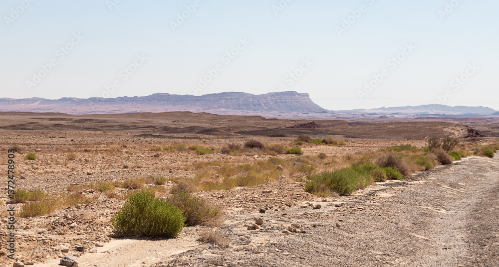 A view  of the Judean Desert from HaMinsara - a sandstone hill in the Ramon crater area, formed by the release of magma.