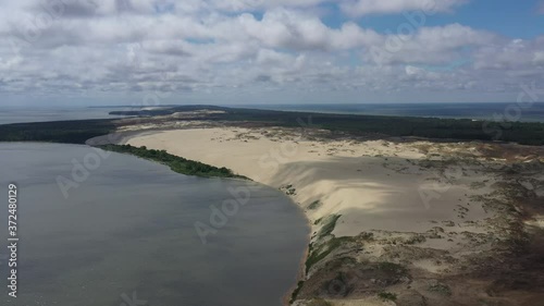 aerial flight over sunny Parnidzio dune in Nida, Lithuania  photo